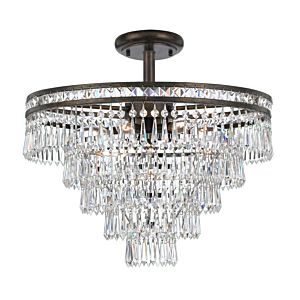 Crystorama Mercer 6 Light 20 Inch Ceiling Light in English Bronze with Hand Cut Crystal Crystals