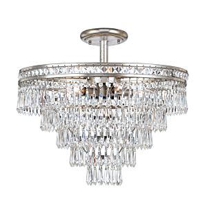 Crystorama Mercer 6 Light 20 Inch Ceiling Light in Olde Silver with Hand Cut Crystal Crystals