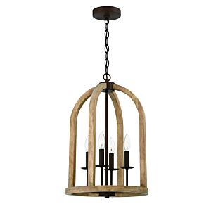 Craftmade Aberdeen 4 Light 14 Inch Foyer Light in Natural Wood with Aged Bronze Brushed