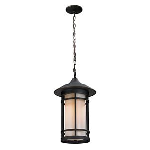 Z-Lite Woodland 1-Light Outdoor Chain Mount Ceiling Fixture Light In Oil Rubbed Bronze