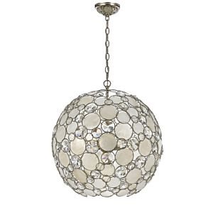 Crystorama Palla 6 Light 22 Inch Coastal Chandelier in Antique Silver with Hand Cut Crystal Crystals