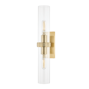 Hudson Valley Briggs 2 Light Wall Sconce in Aged Brass