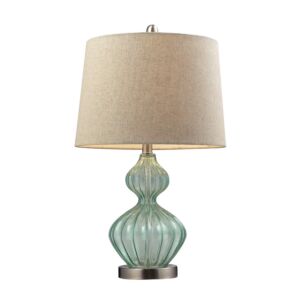 Smoked Glass 1-Light Table Lamp in Green