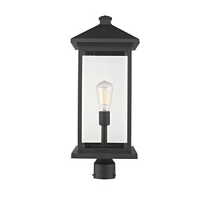 Z-Lite Portland 1-Light Outdoor Post Mount Fixture Light In Black