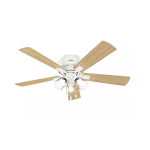Hunter Crestfield Low Profile 3 Light 52 Inch Indoor Ceiling Fan in Fresh White
