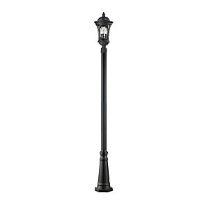 Z-Lite Doma 3-Light Outdoor Post Mounted Fixture Light In Black