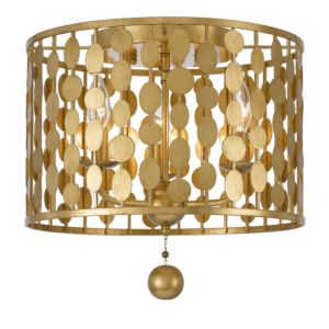 Crystorama Layla 3 Light 15 Inch Ceiling Light in Antique Gold