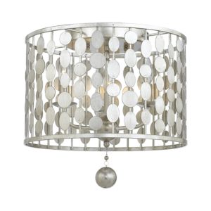 Crystorama Layla 3 Light 15 Inch Ceiling Light in Antique Silver