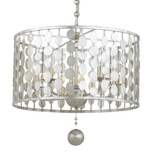 Crystorama Layla 5 Light 10 Inch Transitional Chandelier in Antique Silver