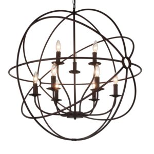 CWI Lighting Arza 9 Light Up Chandelier with Brown finish