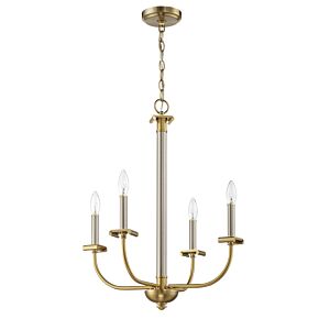 Craftmade Stanza 4 Light Chandelier in Brushed Polished Nickel with Satin Brass
