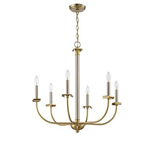 Craftmade Stanza 6-Light Chandelier in Brushed Polished Nickel with Satin Brass