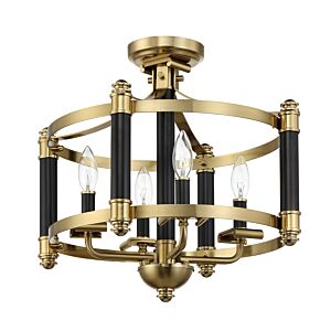 Stanza 4-Light Semi-Flush Mount Ceiling Light in Flat Black with Satin Brass