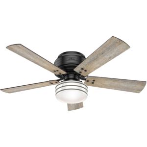 Hunter Cedar Key 52 Inch Indoor/Outdoor Flush Mount Ceiling Fan in Matte Black