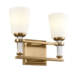 Rosalind 2-Light Bathroom Vanity Light in Brushed Natural Brass