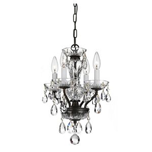 Crystorama Traditional Crystal 4 Light 15 Inch Mini Chandelier in English Bronze with Clear Hand Cut Crystals