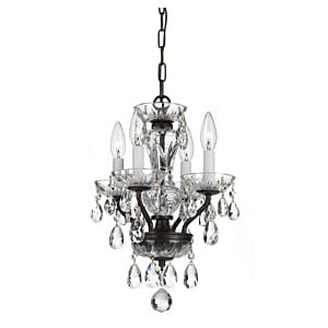Crystorama Traditional Crystal 4 Light 15 Inch Traditional Chandelier in English Bronze with Clear Spectra Crystals