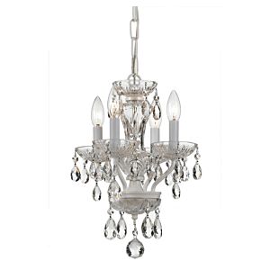 Crystorama Traditional Crystal 4 Light 15 Inch Mini Chandelier in Wet White with Clear Hand Cut Crystals