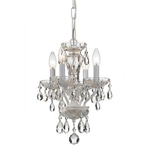 Crystorama Traditional Crystal 4 Light 15 Inch Mini Chandelier in Wet White with Clear Spectra Crystals