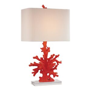 Red Coral 1-Light Table Lamp in Red