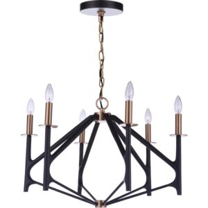 Craftmade The Reserve 6-Light Chandelier in Flat Black with Painted Nickel