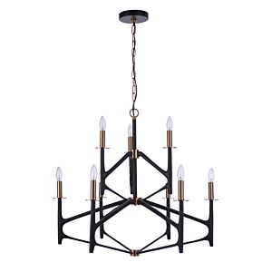 Craftmade The Reserve 9-Light Chandelier in Flat Black with Satin Brass