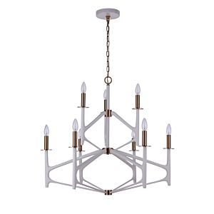 Craftmade The Reserve 9-Light Chandelier in Matte White with Satin Brass