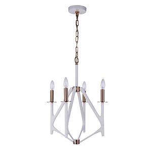 The Reserve 4-Light Foyer Pendant in Matte White with Satin Brass