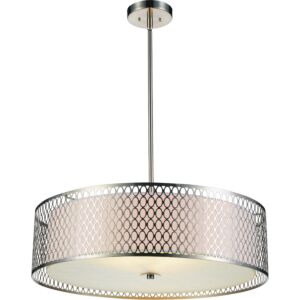 CWI Lighting Mikayla 5 Light Drum Shade Chandelier with Satin Nickel finish