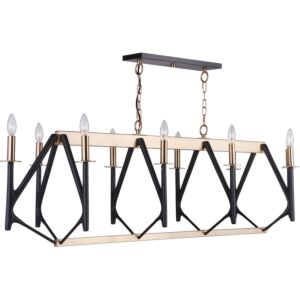 Craftmade The Reserve 10-Light Kitchen Island Light in Flat Black with Painted Nickel