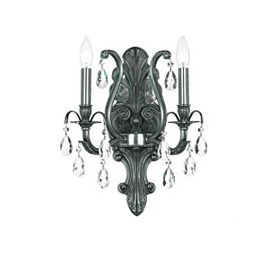 Crystorama Dawson 2 Light 16 Inch Wall Sconce in Pewter with Clear Spectra Crystals