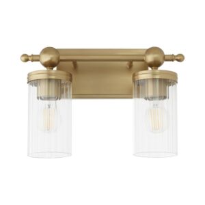 Lee Boulevard 2-Light Bathroom Vanity Light in Aged Brass