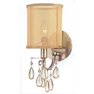 Crystorama Hampton 13 Inch Wall Sconce in Antique Brass with Etruscan Teardrop Almond Crystals