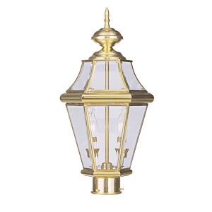Georgetown 2-Light Outdoor Post Lantern in Polished Brass