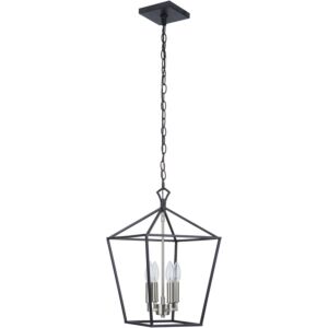 Craftmade Flynt II 4-Light Foyer Light in Flat Black with Brushed Polished Nickel