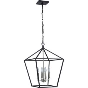 Craftmade Flynt II 4-Light Foyer Light in Flat Black with Brushed Polished Nickel