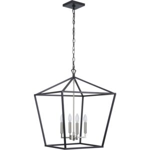 Craftmade Flynt II 4 Light Foyer Light in Flat Black with Brushed Polished Nickel