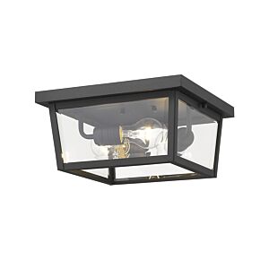 Z-Lite Beacon 3-Light Outdoor Flush Ceiling Mount Fixture Ceiling Light In Black