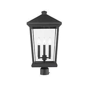 Z-Lite Beacon 3-Light Outdoor Post Mount Fixture Light In Black
