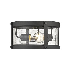 Z-Lite Roundhouse 3-Light Outdoor Flush Ceiling Mount Fixture Ceiling Light In Black