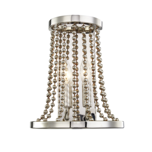 Hudson Valley Spool 2 Light 13 Inch Wall Sconce in Polished Nickel