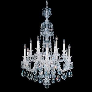 Schonbek Hamilton 12 Light Chandelier in Silver with Clear Heritage Crystals