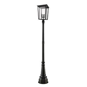 Z-Lite Seoul 3-Light Outdoor Post Mounted Fixture Light In Oil Rubbed Bronze