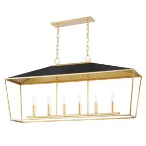 Paxton 6-Light Island Pendant in Gold Leaf with Black