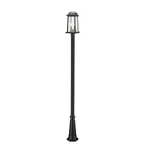 Z-Lite Millworks 2-Light Outdoor Post Mounted Fixture Light In Black