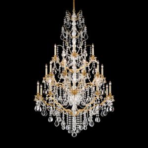 Schonbek Bordeaux 25 Light Chandelier in Heirloom Gold with Clear Legacy Crystals