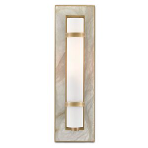 Bagno 1-Light Wall Sconce in Natural Alabaster with Antique Brass with Opaque/White