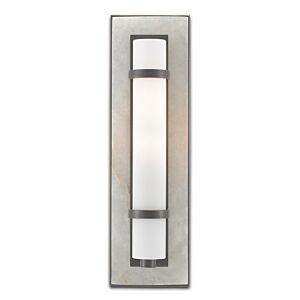 Bagno 1-Light Wall Sconce in Natural Alabaster with Oil Rubbed Bronze with Opaque/White