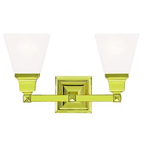 Mission 2-Light Bathroom Vanity Light in Polished Brass
