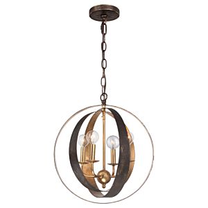 Crystorama Luna 4 Light 18 Inch Mini Chandelier in English Bronze And Antique Gold
